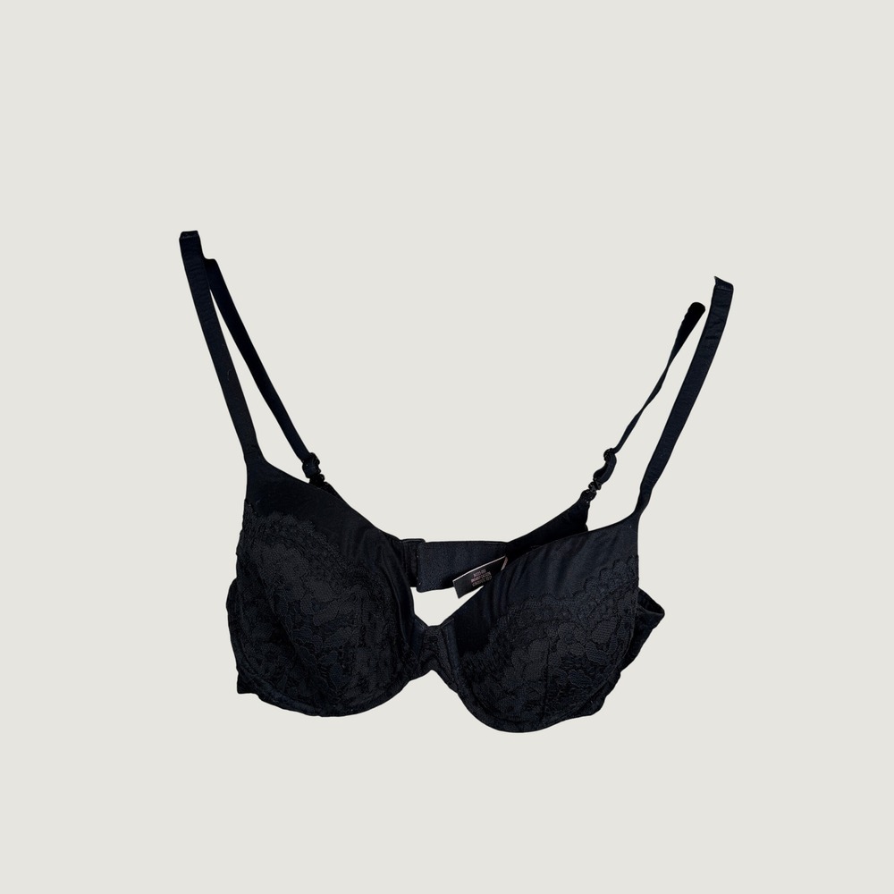 Victoria's Secret Lined Perfect Coverage Bra Womens 38C Black Lace 363315-093
